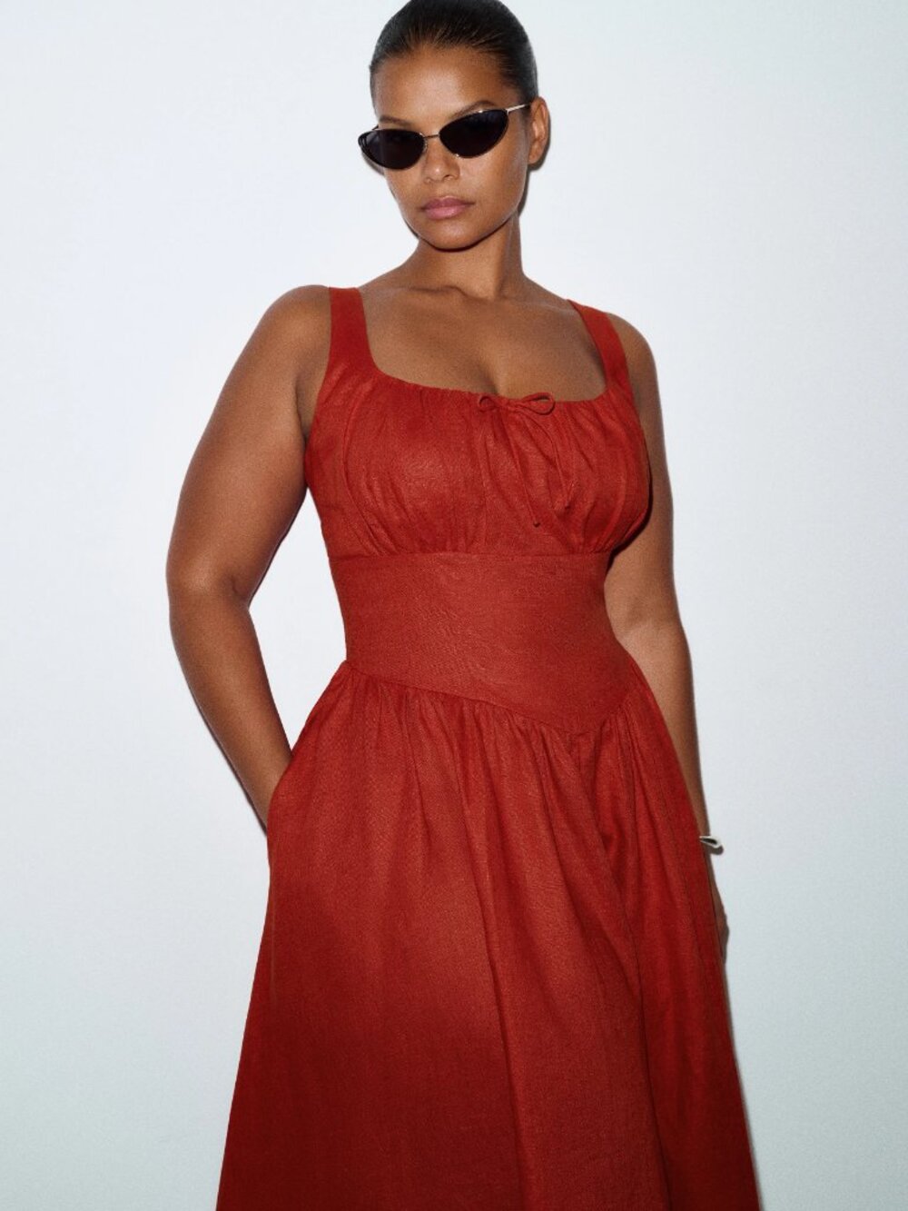 NWT Reformation Balia Linen Dress ES Sundried Tomato Red Size 24 Plus